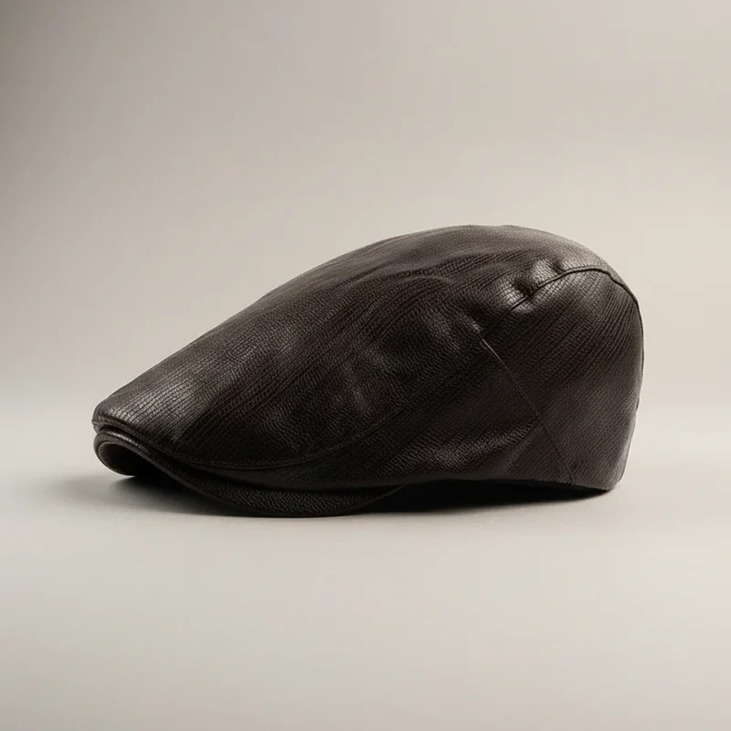 Casquette plate homme simili cuir ajustable - Vue 6 - casquette plate