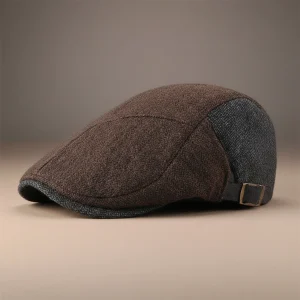Casquette plate laine et coton style chevron - Vue 1 - casquette plate