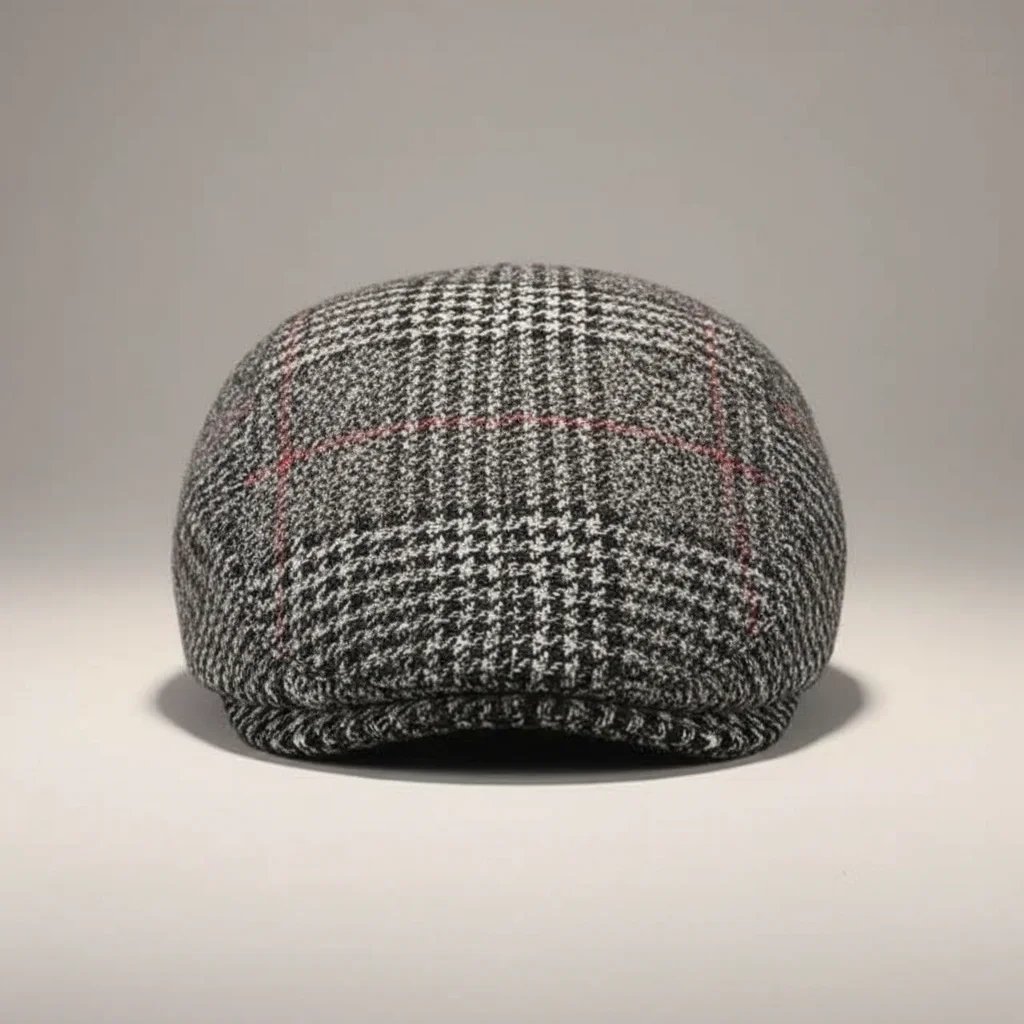 casquette plate laine et polyester quadrillée - Vue 1 - casquette plate