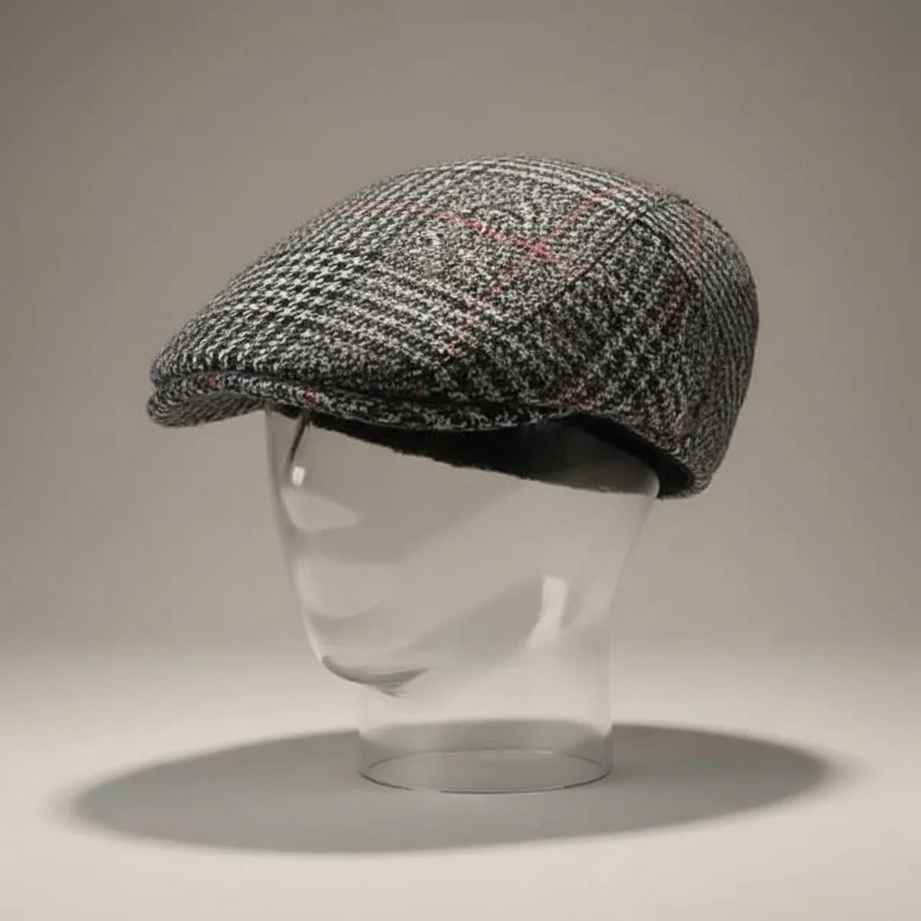 casquette plate laine et polyester quadrillée - Vue 5 - casquette plate
