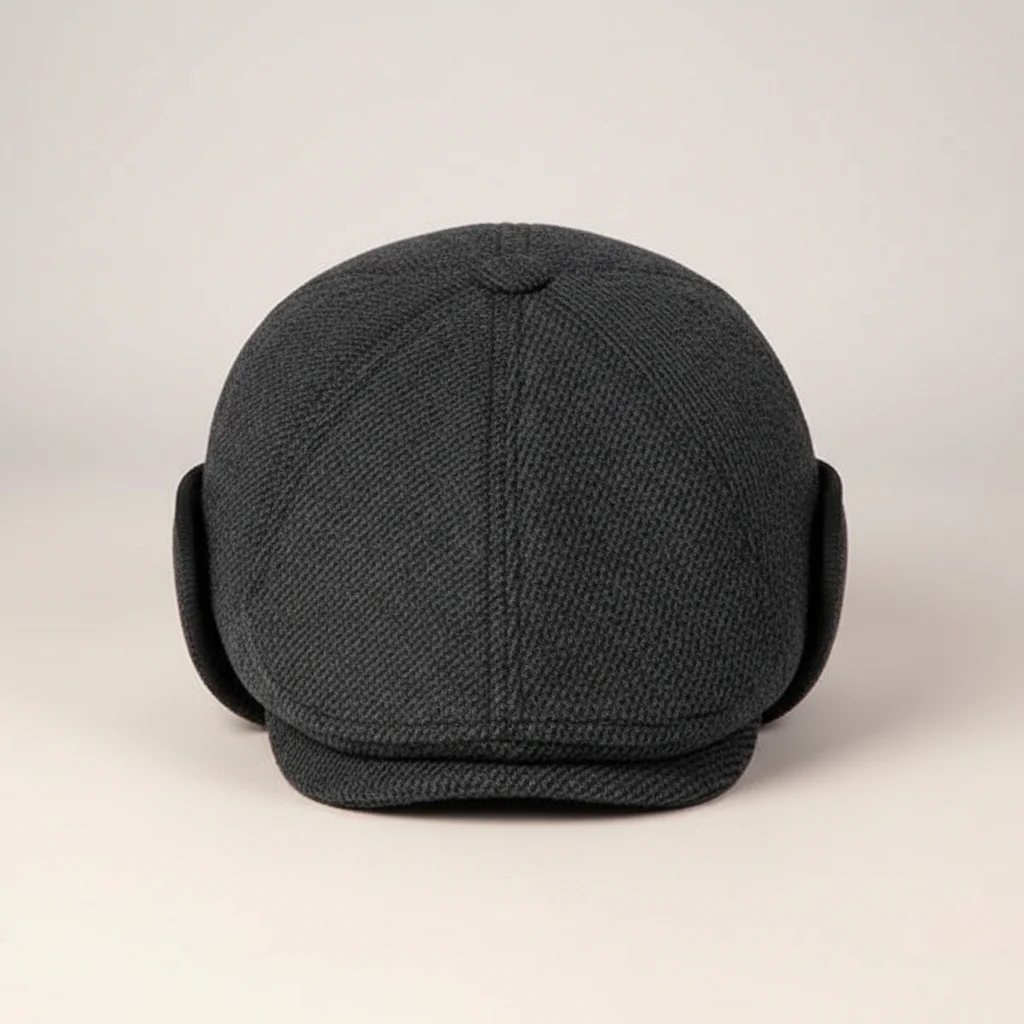 Casquette plate laine homme cache-oreilles hiver - Vue 1 - casquette plate