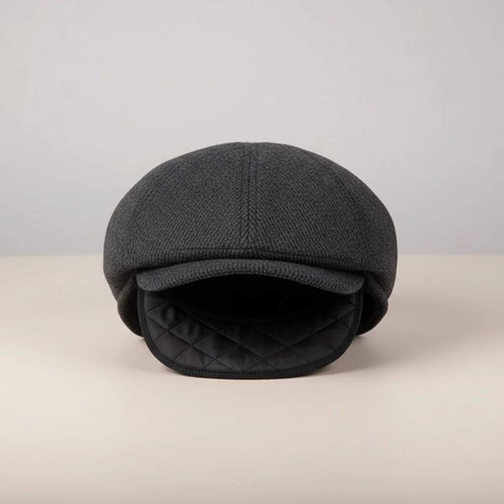 Casquette plate laine homme cache-oreilles hiver - Vue 2 - casquette plate