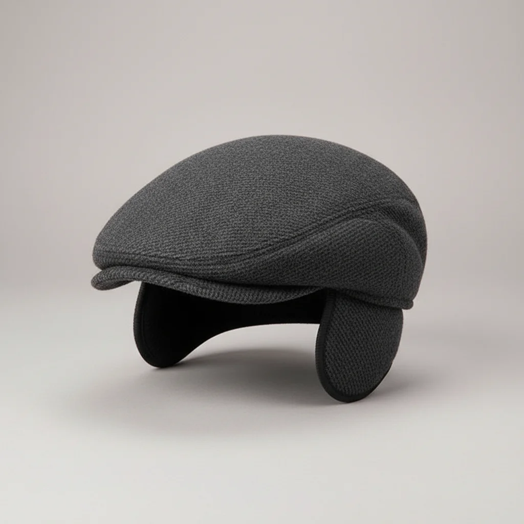 Casquette plate laine homme cache-oreilles hiver - Vue 3 - casquette plate