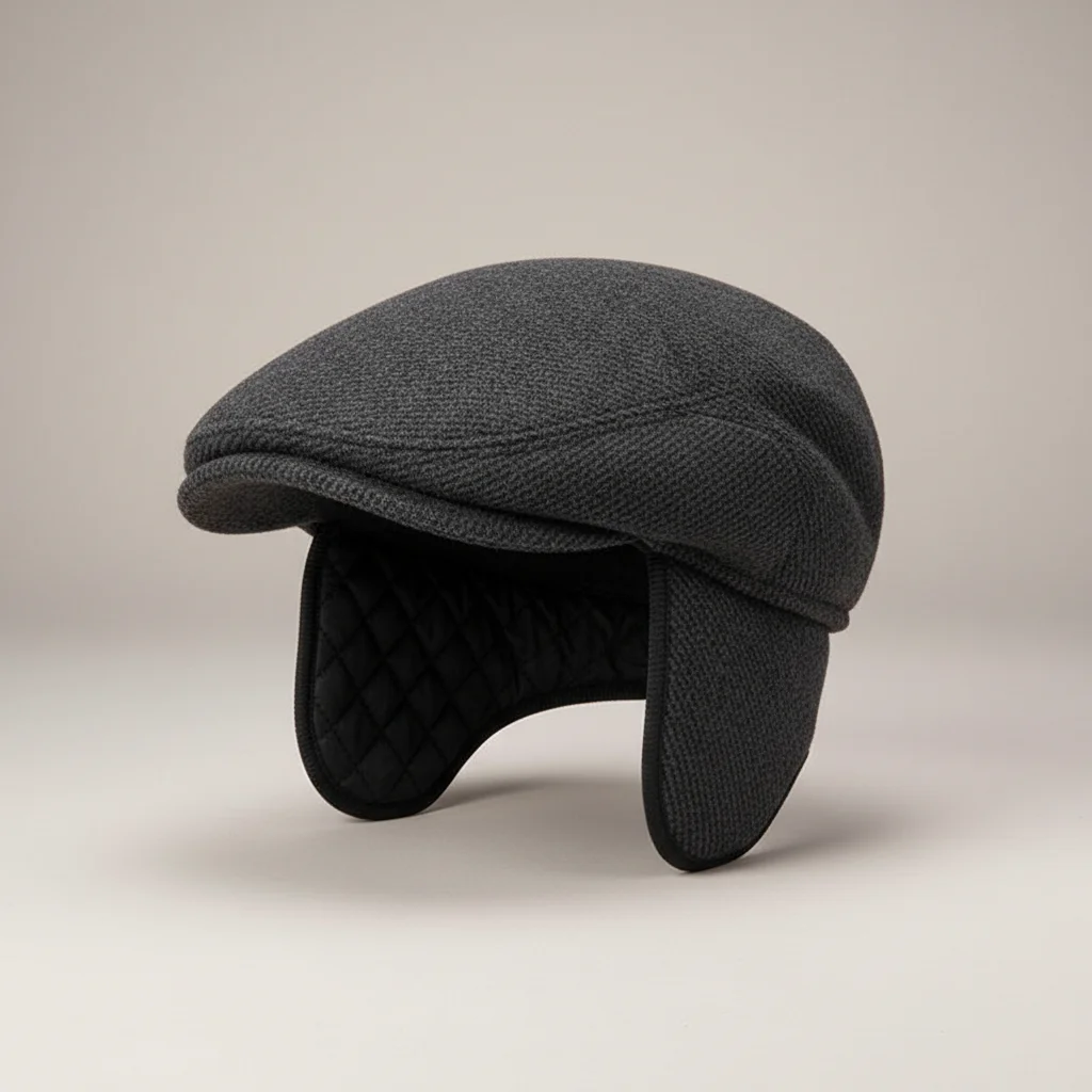 Casquette plate laine homme cache-oreilles hiver - Vue 4 - casquette plate