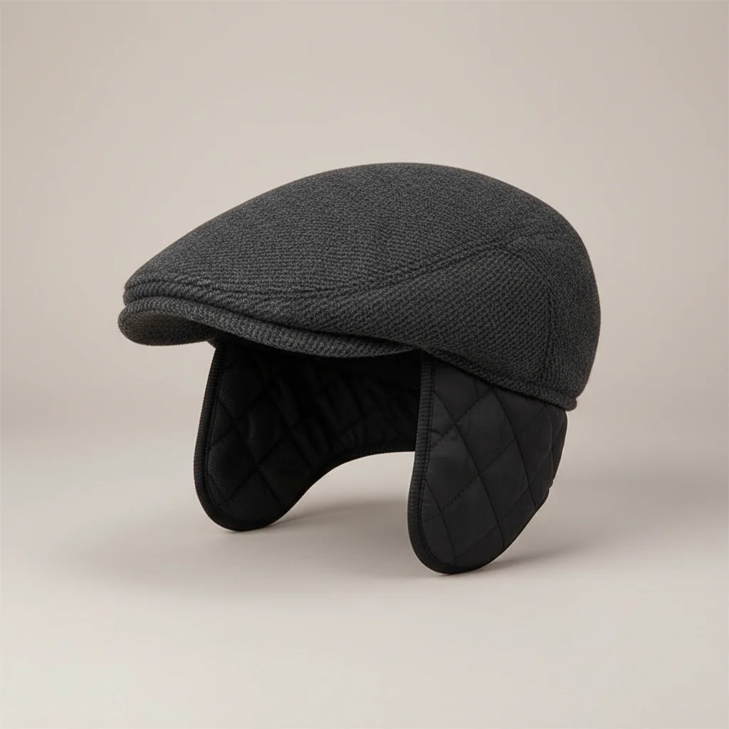 Casquette plate laine homme cache-oreilles hiver - Vue 5 - casquette plate