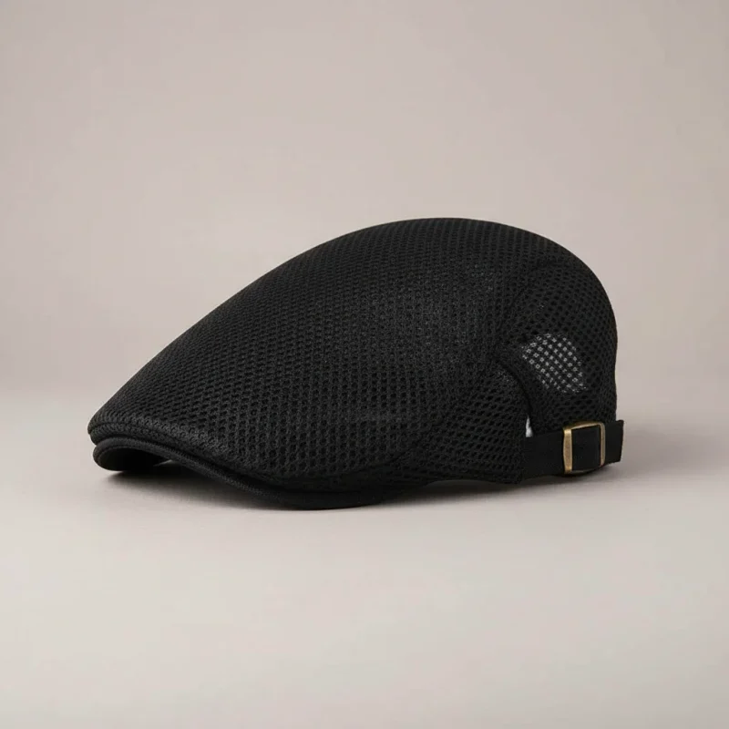 Casquette plate polyester respirant ajustable noire - Vue 1 - casquette plate