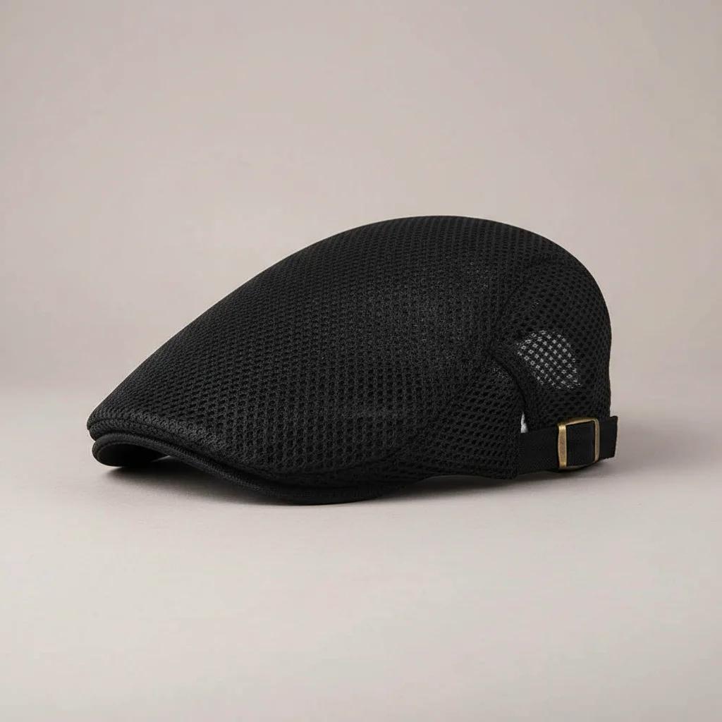 Casquette plate polyester respirant ajustable noire - Vue 1 - casquette plate