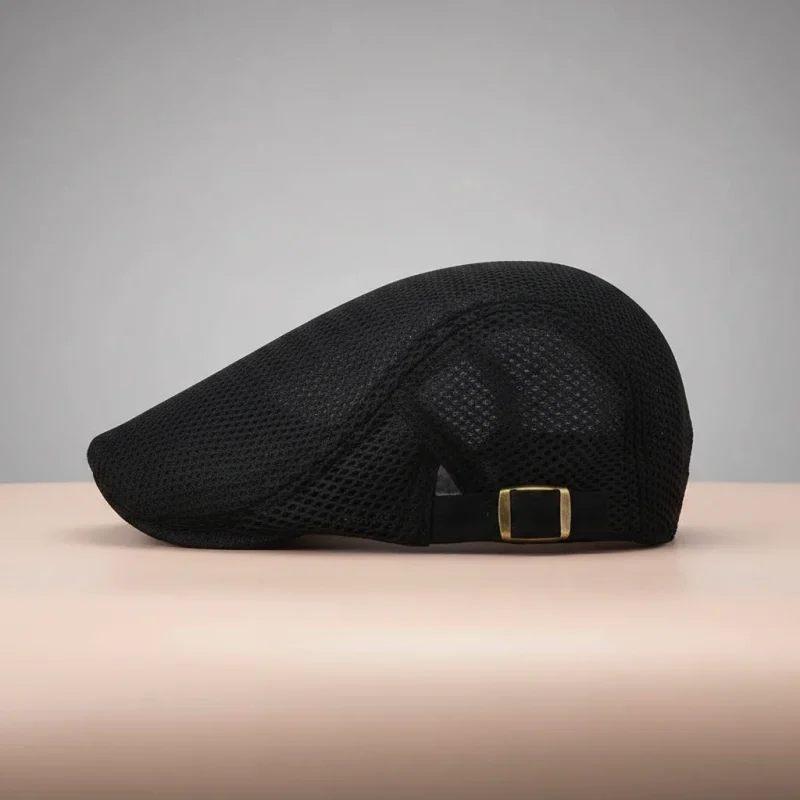 Casquette plate polyester respirant ajustable noire - Vue 2 - casquette plate