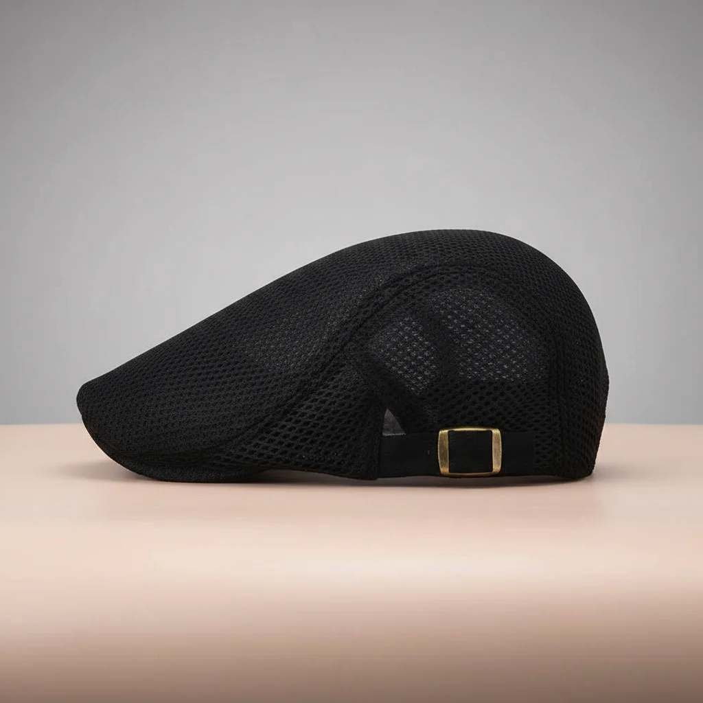 Casquette plate polyester respirant ajustable noire - Vue 2 - casquette plate