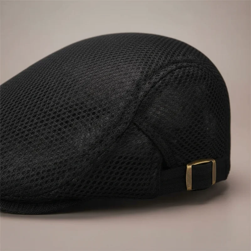 Casquette plate polyester respirant ajustable noire - Vue 4 - casquette plate