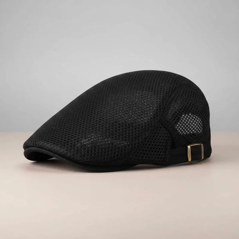 Casquette plate polyester respirant ajustable noire - Vue 5 - casquette plate