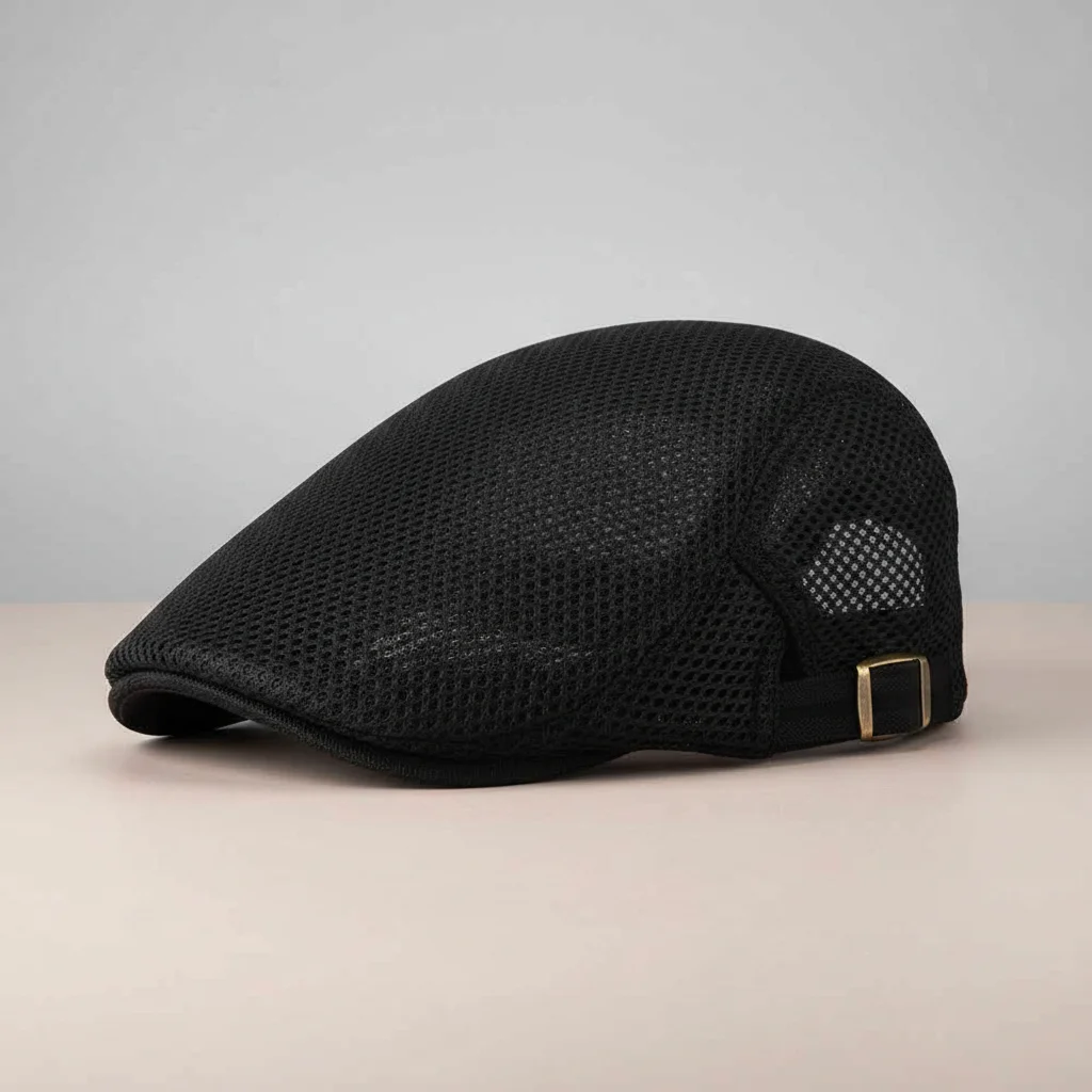 Casquette plate polyester respirant ajustable noire - Vue 5 - casquette plate