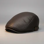 casquette plate simili cuir homme ajustable - Vue 1 - casquette plate