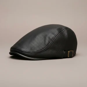 Casquette plate simili cuir homme élégante - Vue 1 - casquette plate